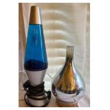 Blue Lava Lamp & Silver Colored Steamer