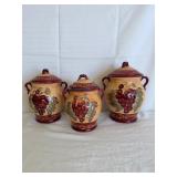 Vintage Ceramic Grape Canisters Set