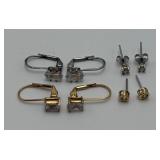 4 Pairs of Gold Tone & Silver Tone Earrings