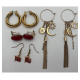 4 Pairs of Gold Tone Fashion Earrings