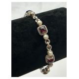 Estelle Sterling Silver, Amethyst, Pearl Bracelet