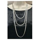 Sterling Silver 3-Strand Chain Necklace