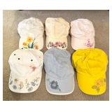 6 Ladies Caps w/ Painted Designs
