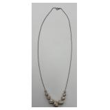 Sterling Silver Cut Beaded Necklace