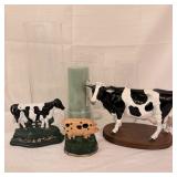 Vintage Animals & Glass Cylinder Vases Lot