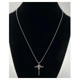 Sterling Silver & Diamond/CZ Pendant, 14K Chain