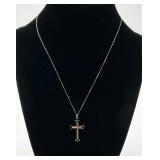 Avanti Sterling Cross Pendant, 16' 14K Gold Chain