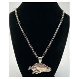 Sterling Silver Razorback Pendant, 24' Chain