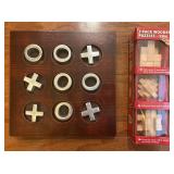 Wood Tic-Tac-Toe Board & 3 Wooden Puzzles Set