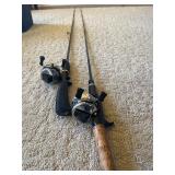 2 Vintage Zebco Rod & Reel Combos