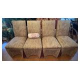 Set of 4 Brown & Red Nicely Upholstered Chairs