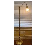 Gorgeous Vtg. Bridge Arm Gold & Glass Floor Lamp