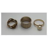 3 Gold Tone Fashion Rings