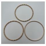 3 Gold Tone Detailed Bangle Bracelets