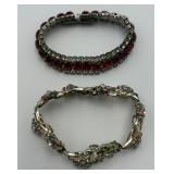 2 Vtg. Rhinestone Bracelets