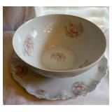 Vtg. Limoges France Foral Bowl & Platter Set