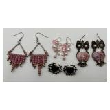 4 Pairs of Fashion Earrings w/ Pink Accents