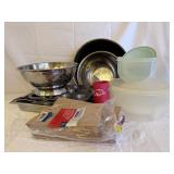 Stainless Mixing Bowls, Colander, Muffin Pan, etc