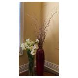 Stick 'Plant' & Faux Lillys Both In Nice Vases