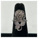 Sterling Silver & Marcasite Rose Ring