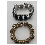 2 Vtg. Rhinestone Fashion Bracelets