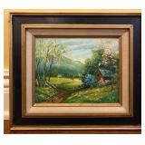 Orig. Landscape Oil Painting of Farm Scene Signed