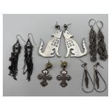 5 Pairs of Silver Tone Fashion Earrings