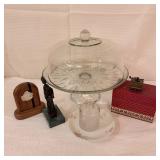 Cake Plate w/Dome Lid/Mini Remington Bronze, Clock