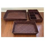 Set of 3 Dark Woven Trays