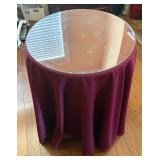 Basic Round Wood Table w/ Tablecloth & Glass Top