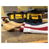 2 Wooden Shoe Stretchers, Flag, 2 Dewalt Bags