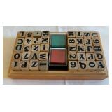 Wooden Stamp Collection in Wood Case