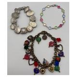 3 Silver & Gold Tone Bracelets