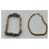 2 Gold Tone Fashion Bracelets