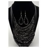 Vtg. Multi-strand Necklace & Earrings Set