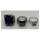 3 Silver Tone Fashion Rings
