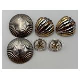 3 Gold & Silver Tone Fashion Earrings