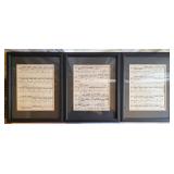 3 Framed Piano Sheet Music Pieces
