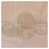 Crystal Rose Bowls/Lenox Trinket Box/Bottles