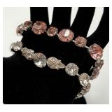 2 Silver Tone EisenBerg Rhinestone Bracelets