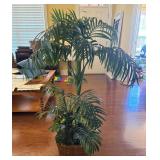 Faux Palm Tree w/ Misc. Plant In Woven Planter