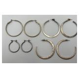 4 Pairs of Silver Tone Hoop Earrings