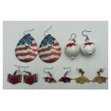 5 Pairs of American Flag & AR Razorback Earrings
