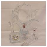 Vintage Crystal Clock, Shoe, Candleholder, Vase