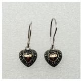 Sterling Silver & 14K Gold Heart Earrings