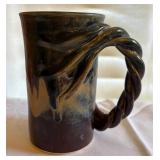 Hand-made Ceramic Pottery Mug, Signed Clay Hawk
