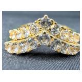2 Gold Tone Sterling Silver Diamond Bands