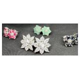 Sterling Silver Stud Earrings w/ Diff Color Stones
