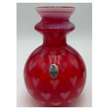 Vtg. Fenton Art Glass Ruby Red Opalescent Vase