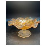 VTG Imperial Marigold Carnival Glass Pedestal Bowl